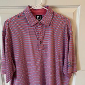 FootJoy Men's Polo Shirt - Pink and Blue Stripes